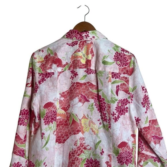 JM Collection 100% linen floral button down shirt - Picture 7 of 7